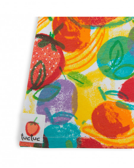 Vestido sin mangas estampado frutas multicolor volante niña
