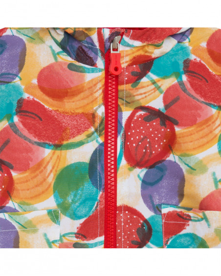 Cortavientos capucha y cremallera amarillo estampado frutas Cortavientos capucha y cremallera amarillo estampado frutas