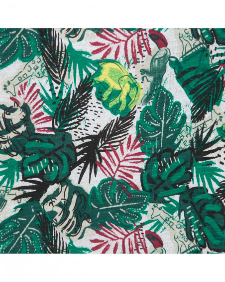 Camiseta punto verde estampada jungla niño