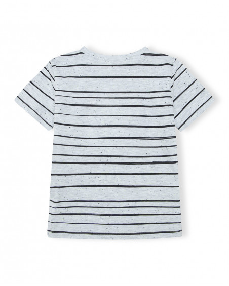 Camiseta manga corta gris rayas niño