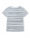 Camiseta manga corta gris rayas niño