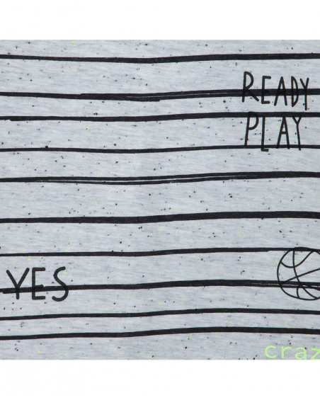 Camiseta manga corta gris rayas niño