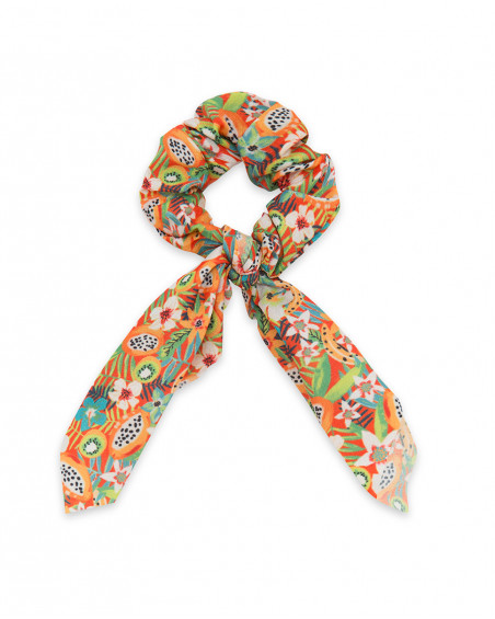 Coletero naranja estampado flores y frutas niña Coletero naranja estampado flores y frutas niña