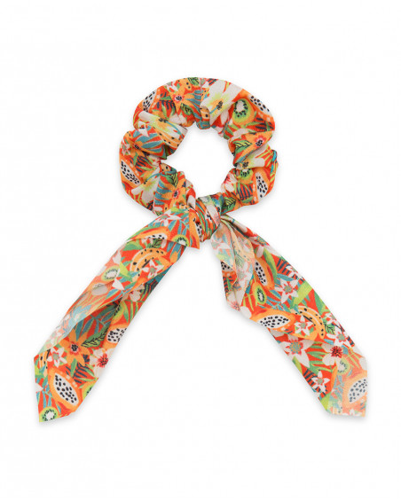 Coletero naranja estampado flores y frutas niña Coletero naranja estampado flores y frutas niña