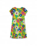 Vestido punto manga corta verde estampado flores niña Vestido punto manga corta verde estampado flores niña