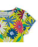 Vestido punto manga corta verde estampado flores niña Vestido punto manga corta verde estampado flores niña