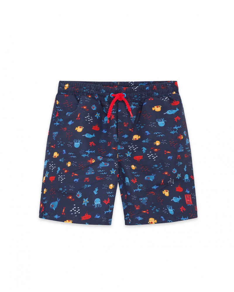 Bermuda baño azul estampado peces niño