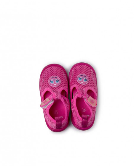 Zapatillas licra velcro rosas niña