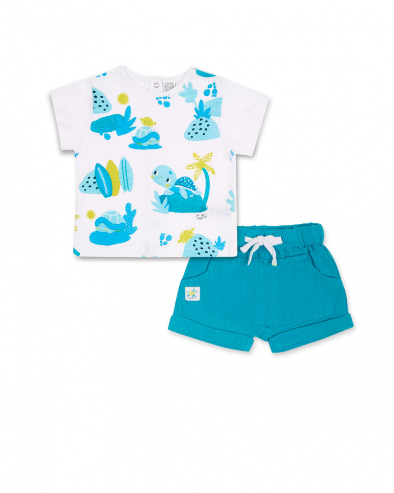 Conjunto punto gasa blanco azul niño Turtles