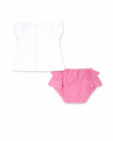 Conjunto punto gasa blanco rosa niña Turtles