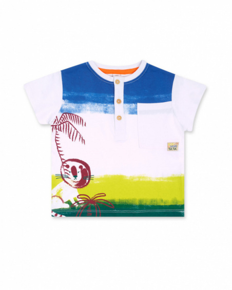 Camiseta punto blanco botones niño Eco-Safari