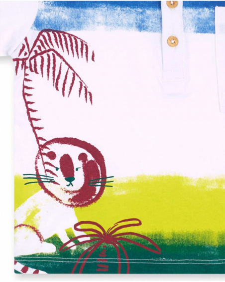 Camiseta punto blanco botones niño Eco-Safari