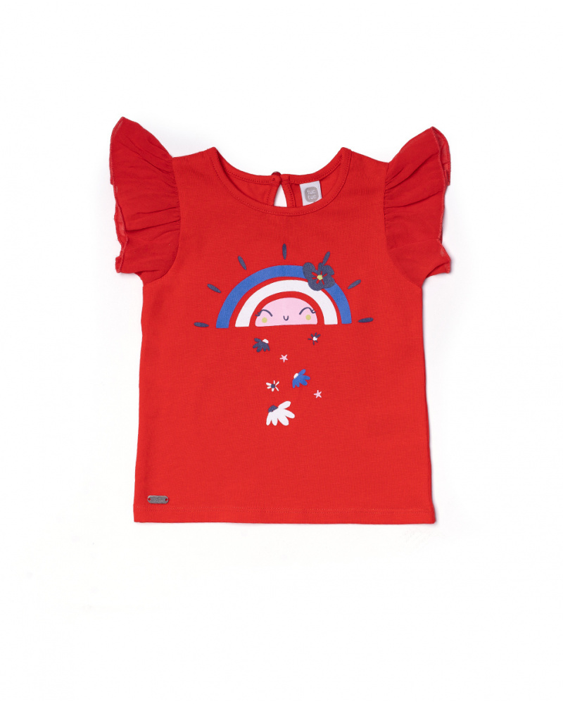 Camiseta punto rojo niña Beach Day