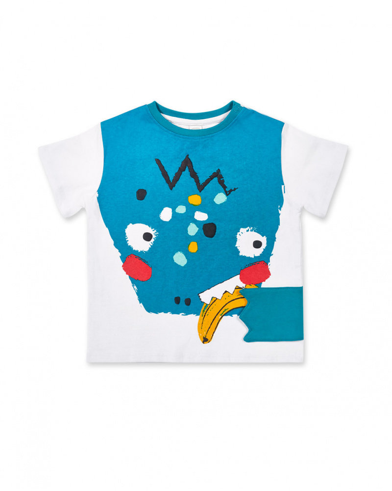 Camiseta punto blanco verde niño Juicy