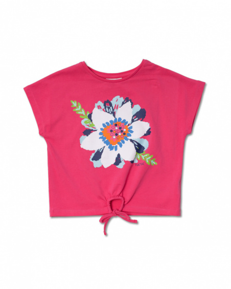 Camiseta punto fucsia flor niña Amazonia