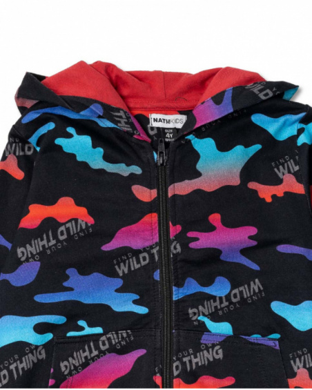 Sudadera abierta punto estampado niño Wild thing