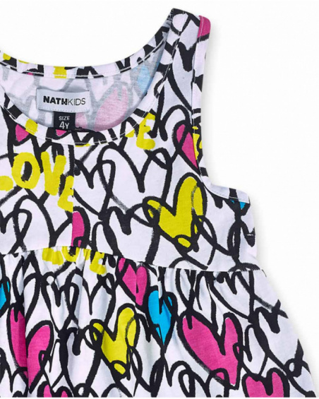 Vestido punto blanco estampado niña Rebel Girl