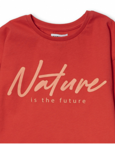 Camiseta larga punto naranja niña Oasis