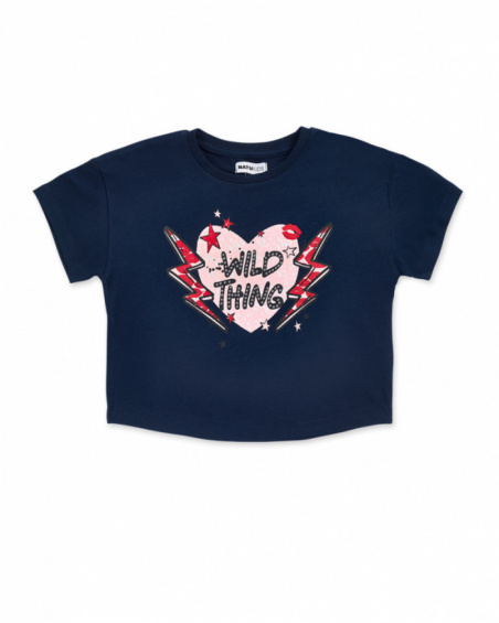 Camiseta punto azul niña Bad influencer