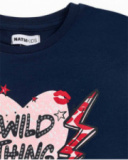 Camiseta punto azul niña Bad influencer