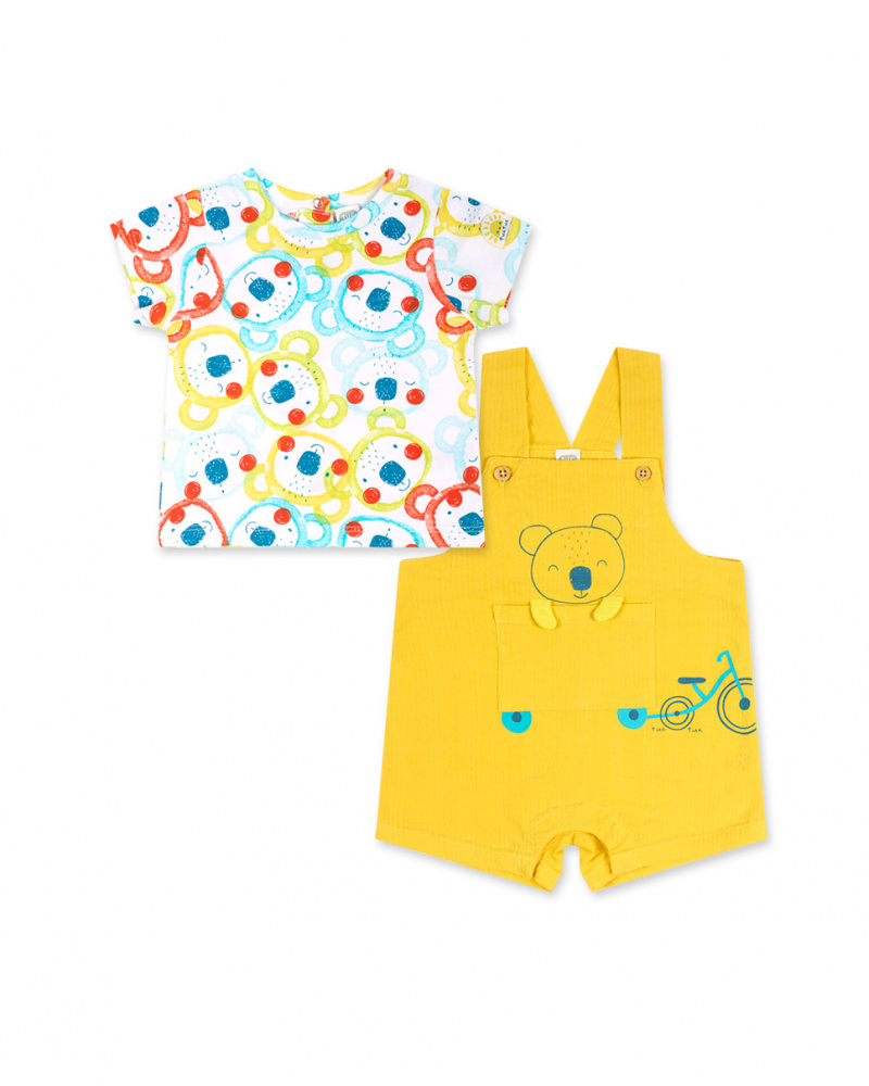 Conjunto plana punto amarillo niño Sunday