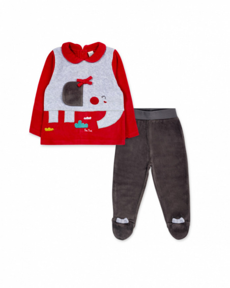 Conjunto tundosado rojo niña P'tit Zoo