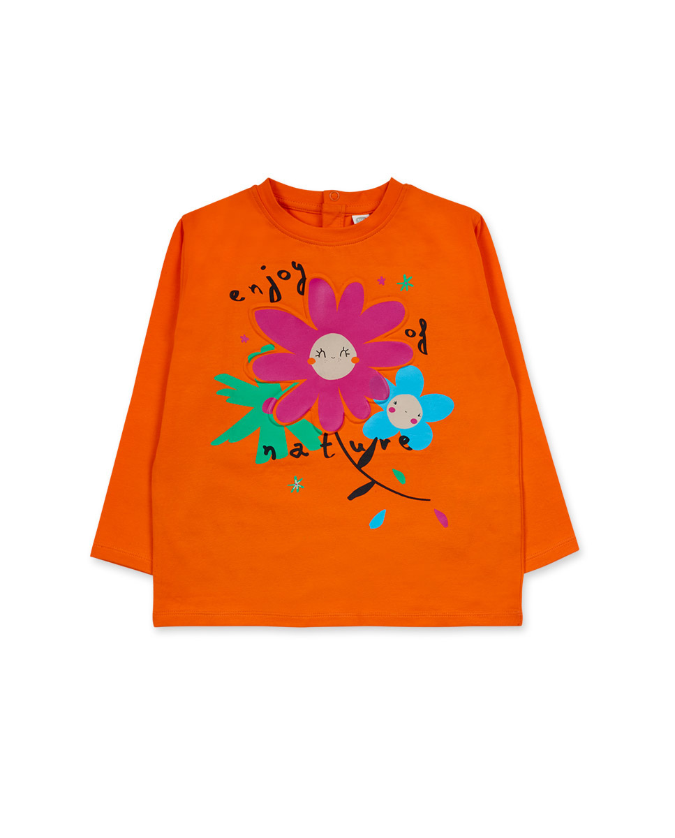 CAMISETA DE NIÑA ESTAMPADA - NARANJA — Hering