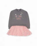 Vestido felpa punto gris niña Cattitude Vestido felpa punto gris niña Cattitude