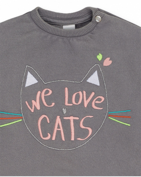 Vestido felpa punto gris niña Cattitude Vestido felpa punto gris niña Cattitude