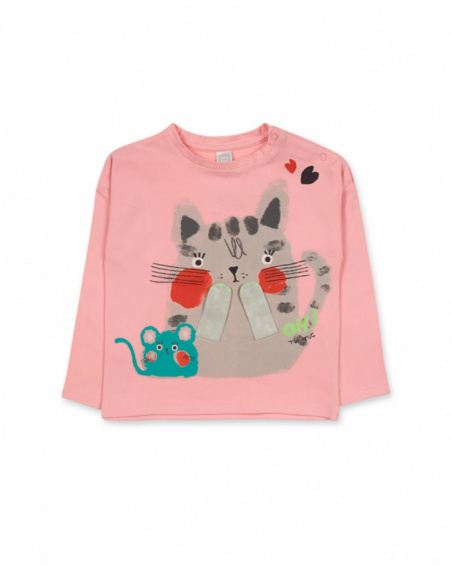 Camiseta punto rosa de niña Cattitude Camiseta punto rosa de niña Cattitude