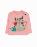Camiseta punto rosa de niña Cattitude Camiseta punto rosa de niña Cattitude