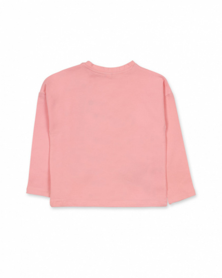 Camiseta punto rosa de niña Cattitude