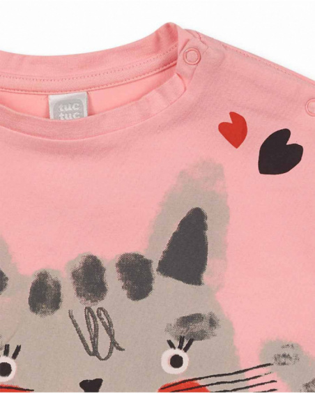 Camiseta punto rosa de niña Cattitude Camiseta punto rosa de niña Cattitude