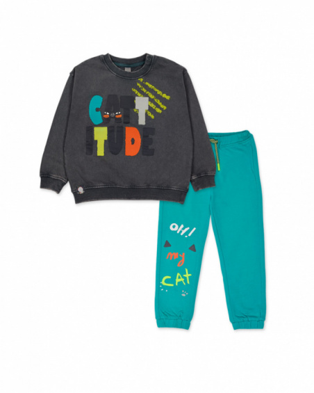 Conjunto felpa azul gris niño Cattitude Conjunto felpa azul gris niño Cattitude