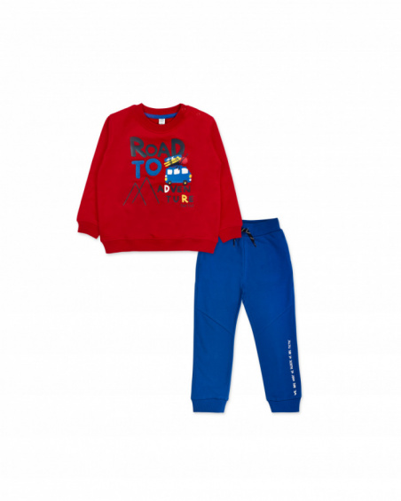 Conjunto felpa rojo azul niño Road to Adventure