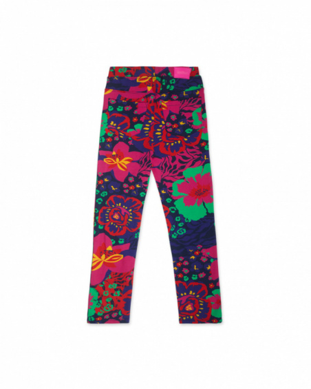 Legging felpa azul de niña Wild Flower