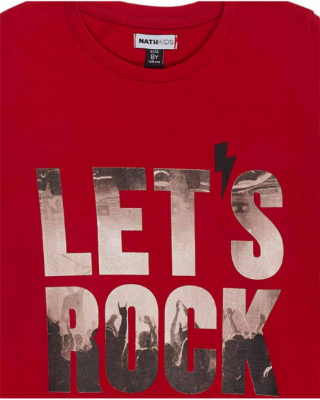 Camiseta punto rojo de niño Let's Rock Together