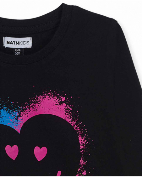 Camiseta punto negra niña The Happy World