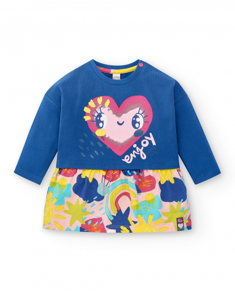 Vestido punto azul niña Run Sing Jump