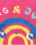 Camiseta punto rosa niña Run Sing Jump