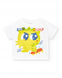 Camiseta punto blanco niño Run Sing Jump