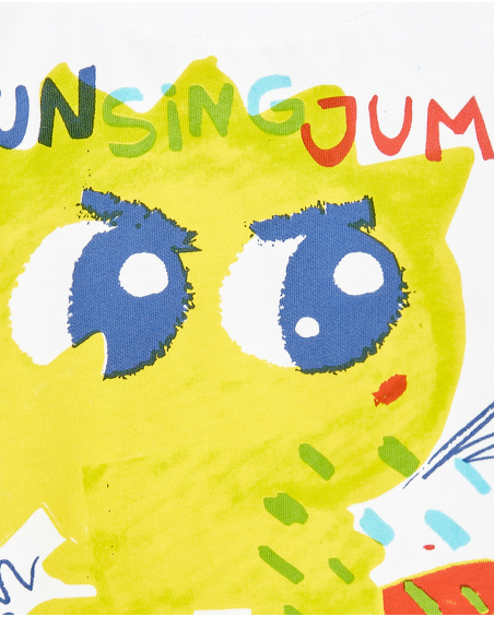 Camiseta punto blanco niño Run Sing Jump