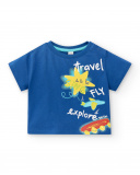 Camiseta punto azul niño Run Sing Jump