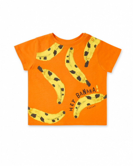 Camiseta punto naranja plátanos niño Banana Records