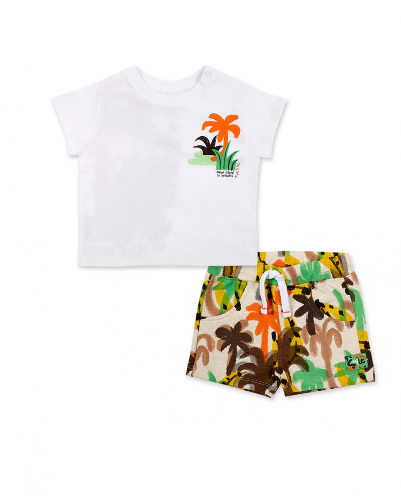 Conjunto punto felpa blanco niño Banana Records