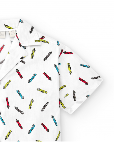 Camisa popelín blanco niño Race Car
