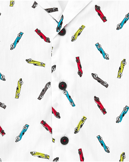 Camisa popelín blanco niño Race Car