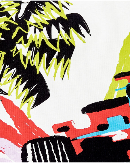 Camiseta tirantes punto blanco niño Race Car