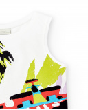 Camiseta tirantes punto blanco niño Race Car