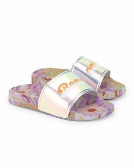Chanclas lila holográfico niña Paradise Beach